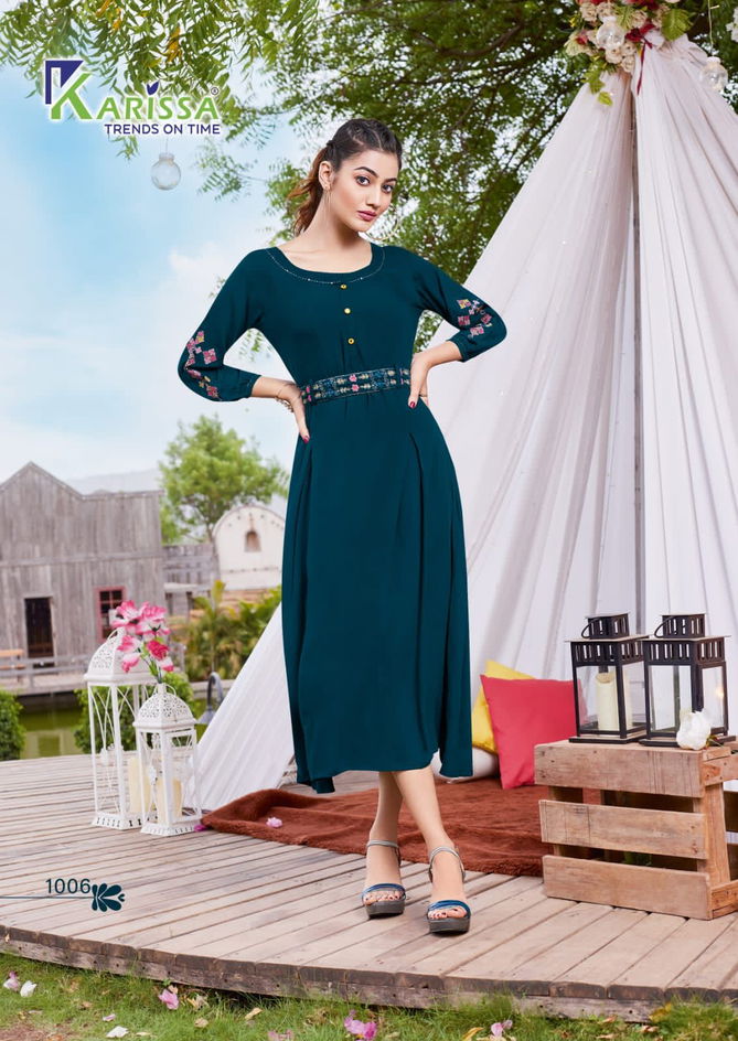 Karissa Kesariya  Stylish Fancy Wear Wholesale Kurti Collection